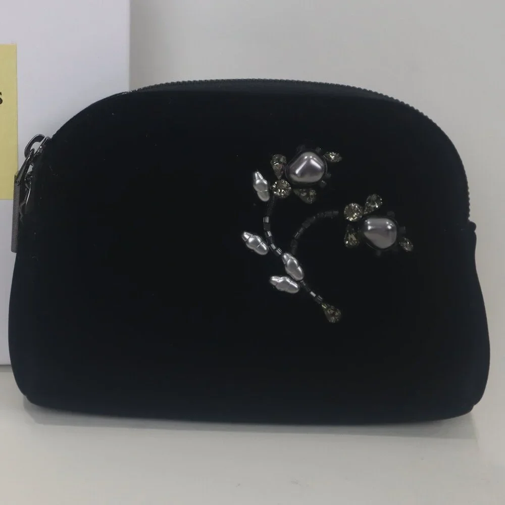 ❄️ Eric Javits Black Velvet Clutch Wristlet NIB Purse Evening Handbag Formal